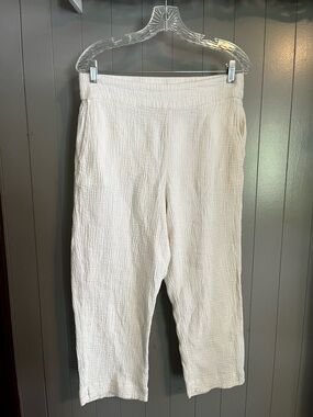 soft surroundings white cotton gauze cropped pants